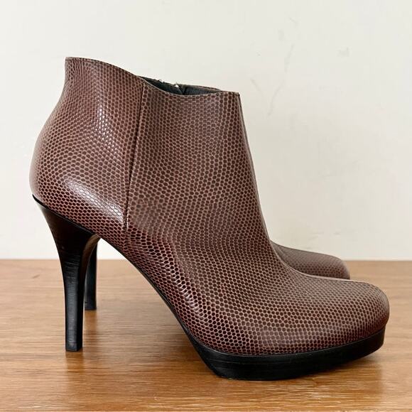 Balenciaga Embossed Leather Stilettos Ankle Boots Brown Women's Size 36.5 / 6 - Picture 2 of 11